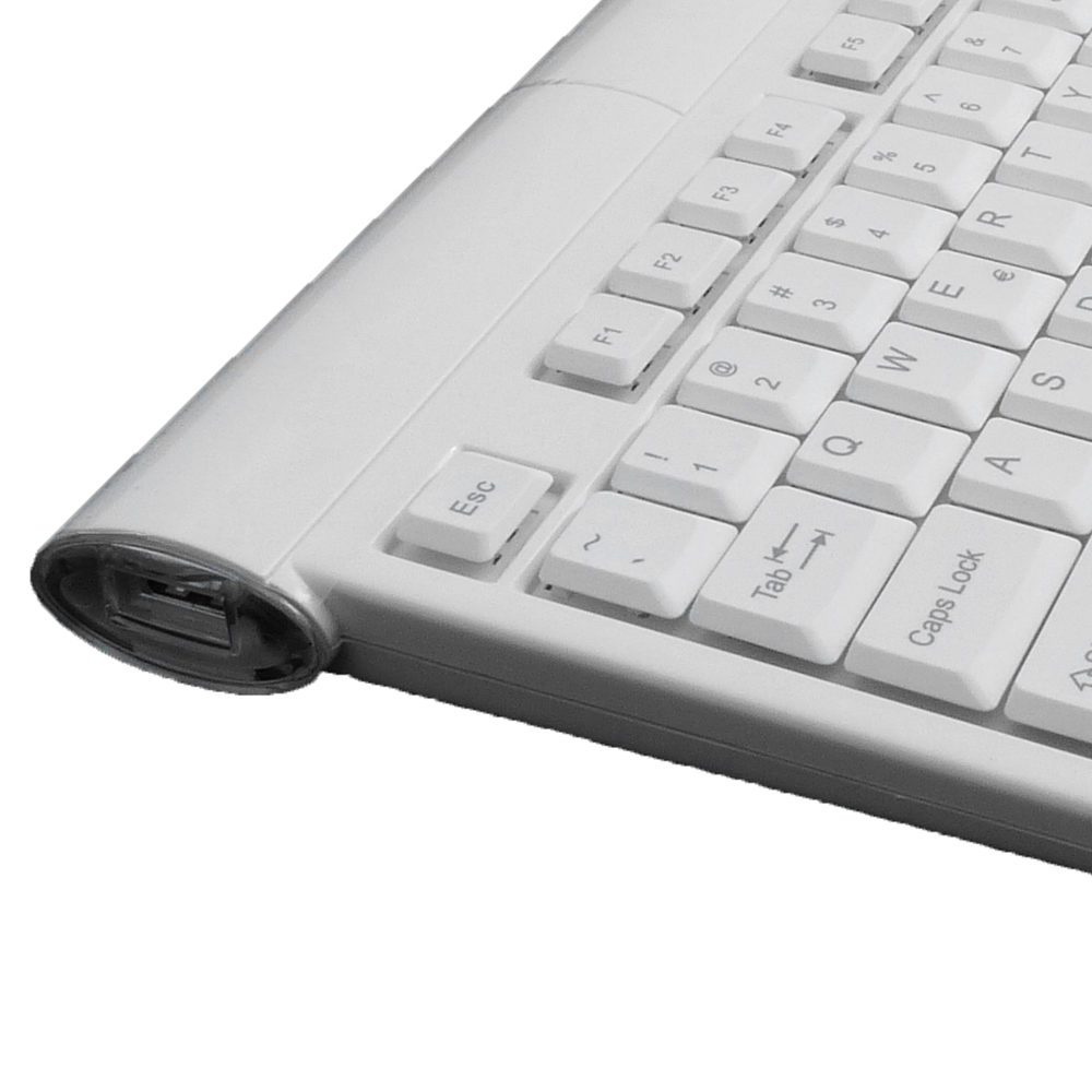 Compact Ultra Slim USB Keyboard with 2 Built-in USB ports KB-5000WH
