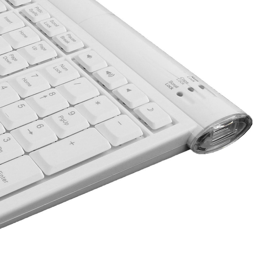 Compact Ultra Slim USB Keyboard with 2 Built-in USB ports KB-5000WH