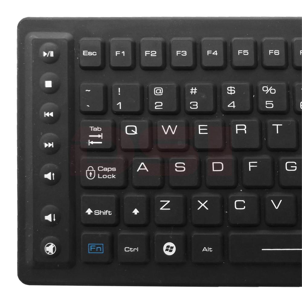 DSI RF Wireless Keyboard with Touchpad IP67 Waterproof Silicone Black TBK104 