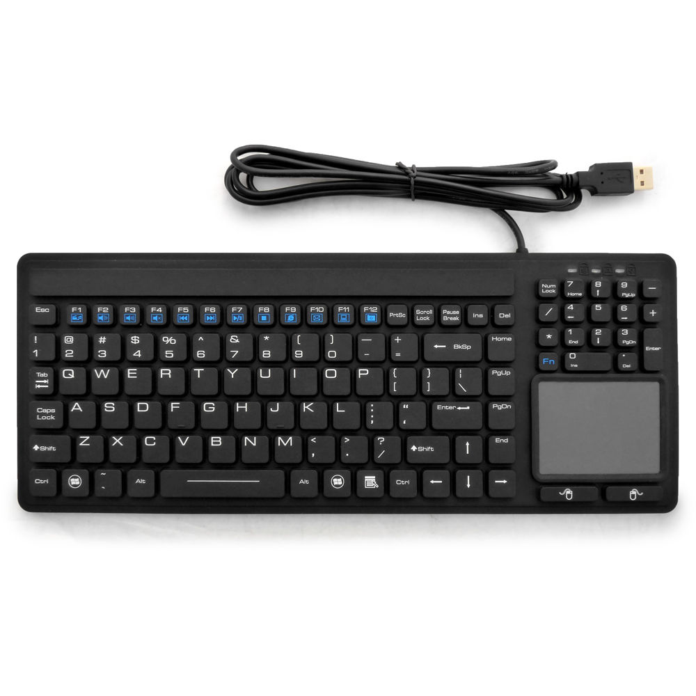 Industrial Silicone Waterproof USB Keyboard Touchpad IKB107 with IP68